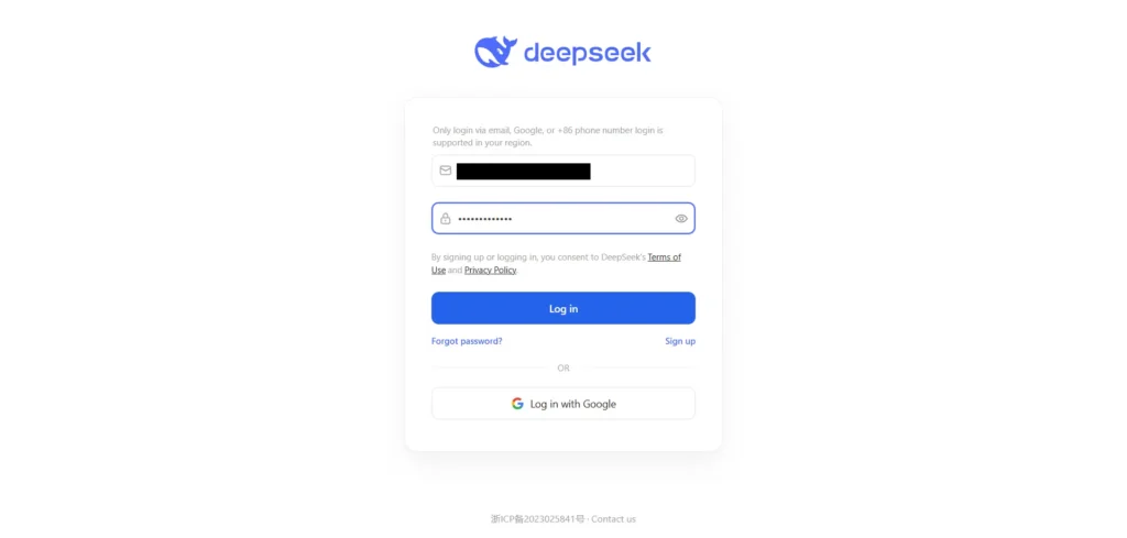 DeepSeek-Anmeldung