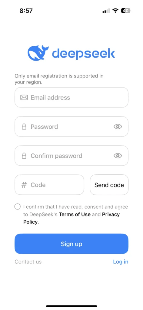 DeepSeek für Mobilgeräte anmelden