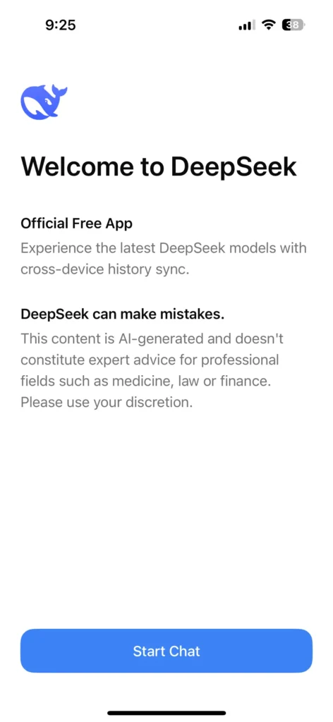 DeepSeek-Begrüßungsbildschirm